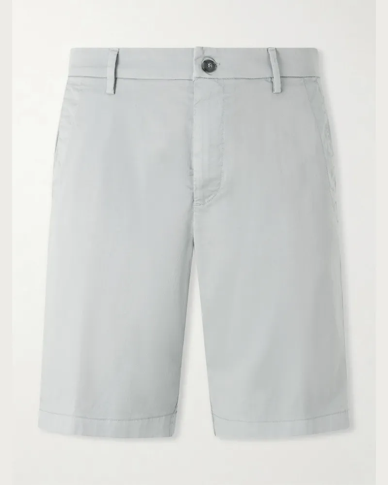 Canali Straight-Leg Stretch Cotton-Blend Gabardine Shorts Blue