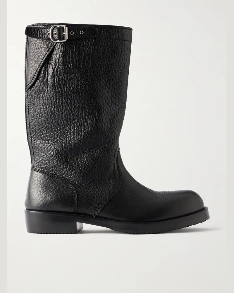 Dries van Noten Grained Leather Boots Black