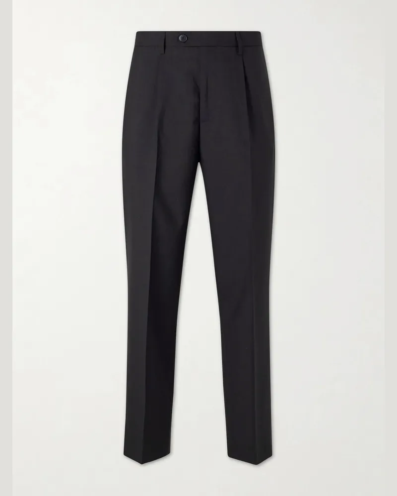 Mfpen Formal Straight-Leg Pleated Wool Suit Trousers Black