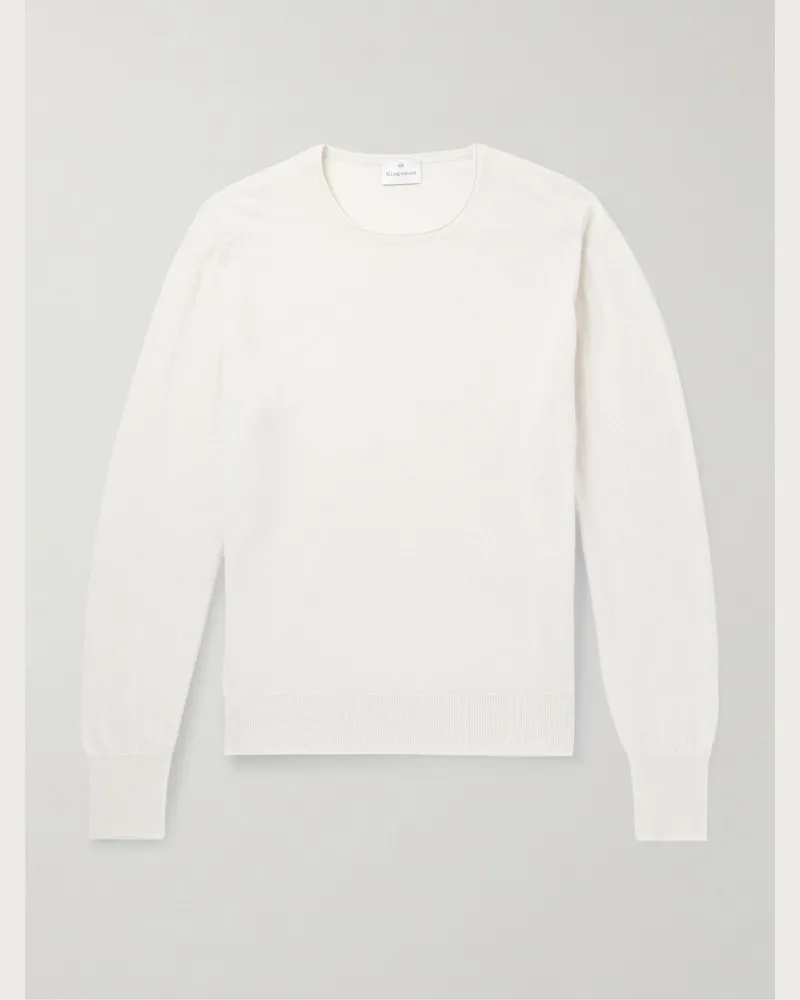 Kingsman Schmal geschnittener Pullover aus einer Kaschmir-Leinenmischung Neutral