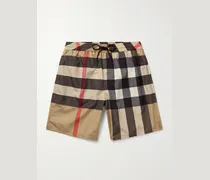 Straight-Leg Long-Length Checked Swim Shorts