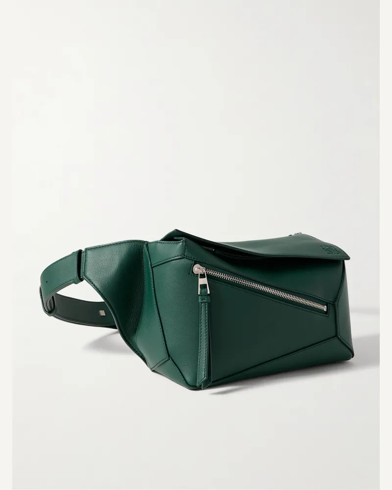 Loewe Puzzle Edge Small Gürteltasche aus Leder Grün