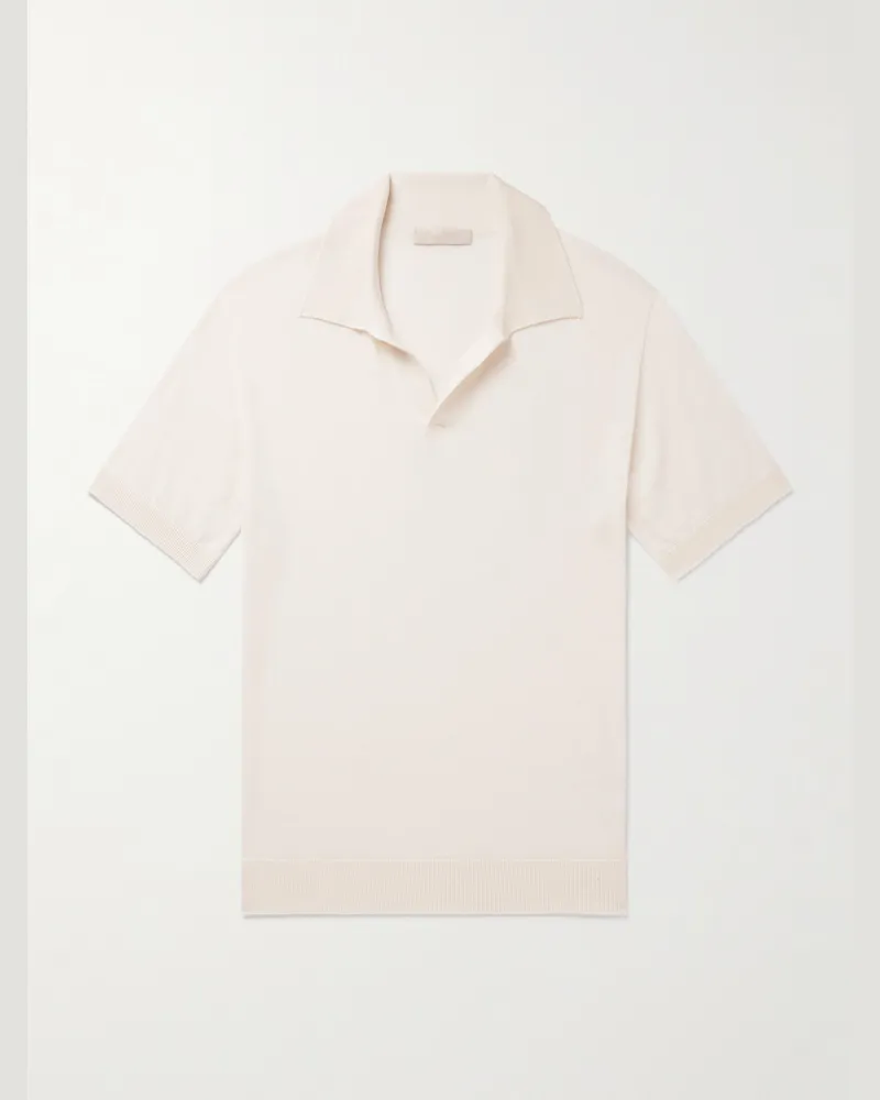 SAMAN AMEL Capell schmal geschnittenes Polohemd aus einer Kaschmir-Seidenmischung Neutral