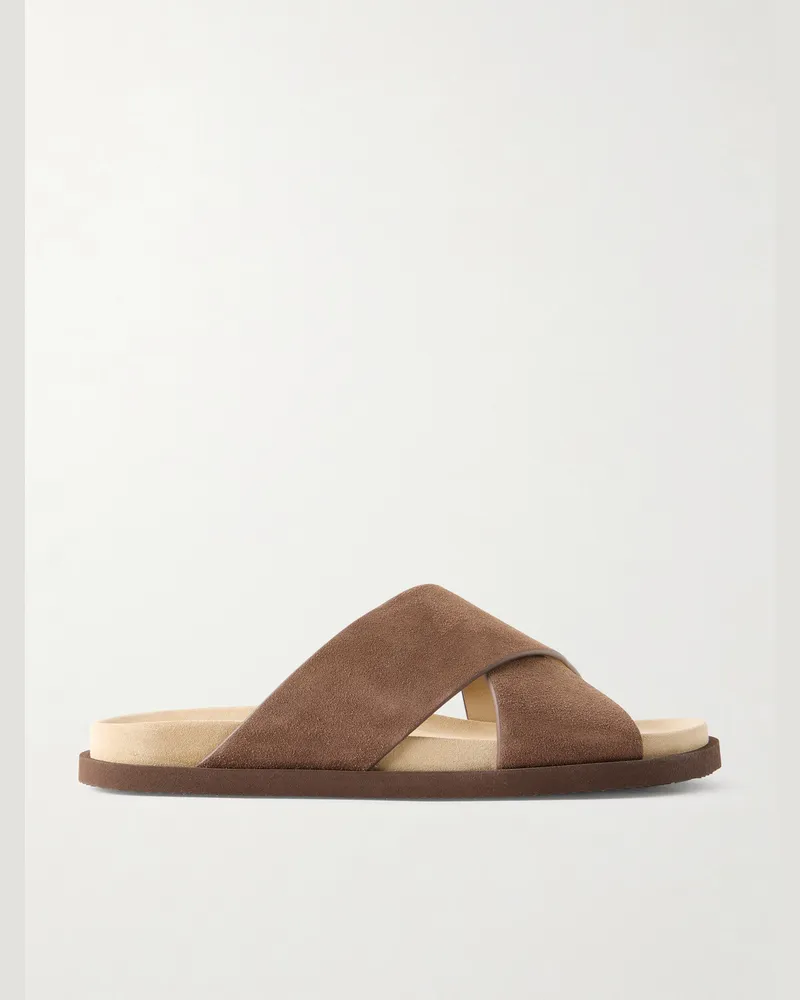 Brunello Cucinelli Pantoletten aus Veloursleder Braun