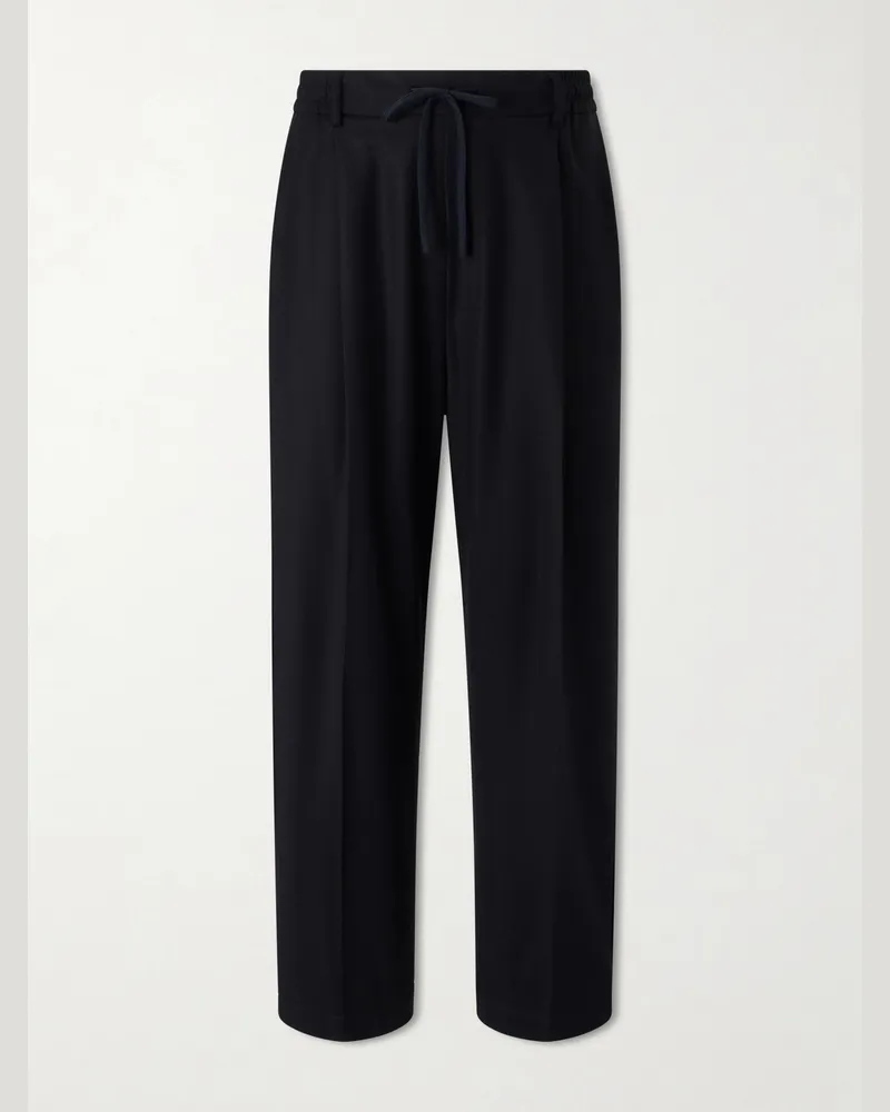 BARENA Mado Wide-Leg Wool-Blend Drawstring Trousers Black