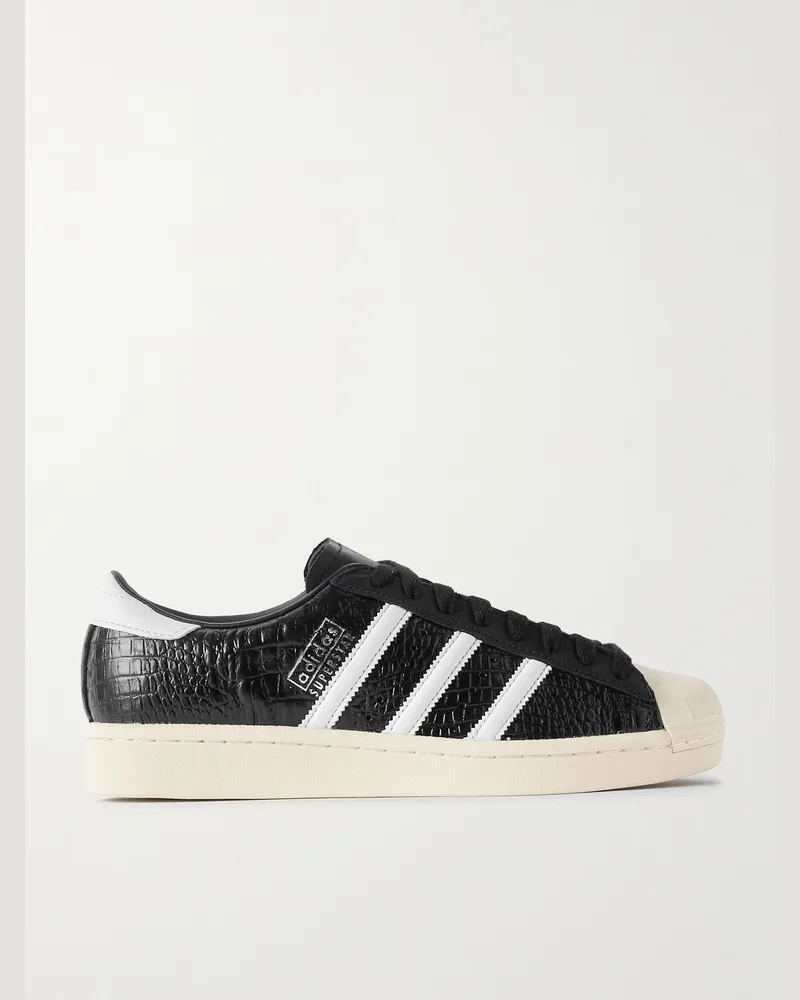 adidas Superstar Vintage Sneakers aus Leder mit Krokodileffekt Schwarz