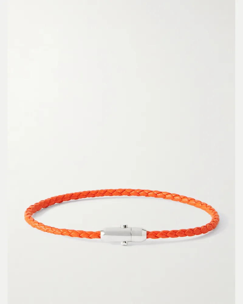 Bottega Veneta Armband aus Intrecciato-Leder und Sterlingsilber Rot