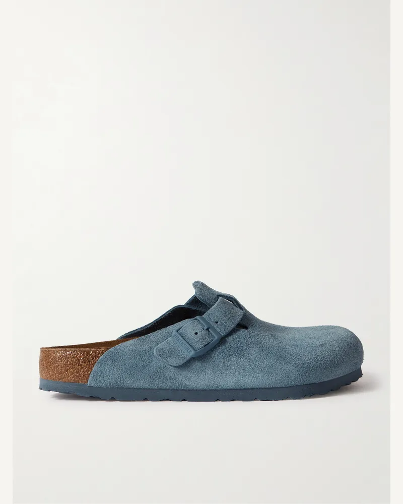 Birkenstock Boston Clogs aus Veloursleder Blau