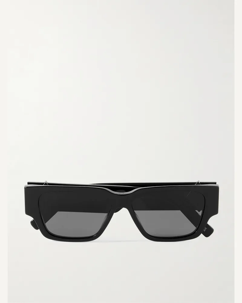 Dior CD Diamond S5I Sonnenbrille mit eckigem Rahmen aus Azetat und Details aus Malachit Schwarz