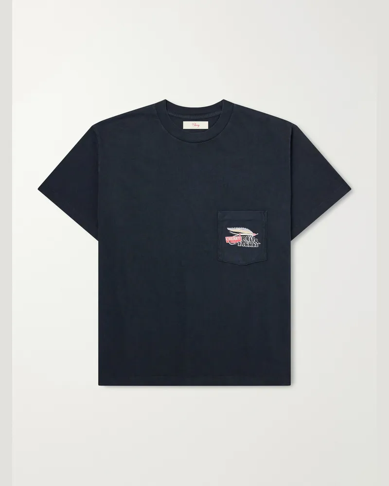 Cherry Los Angeles Logo-Printed Cotton-Jersey T-Shirt Blue