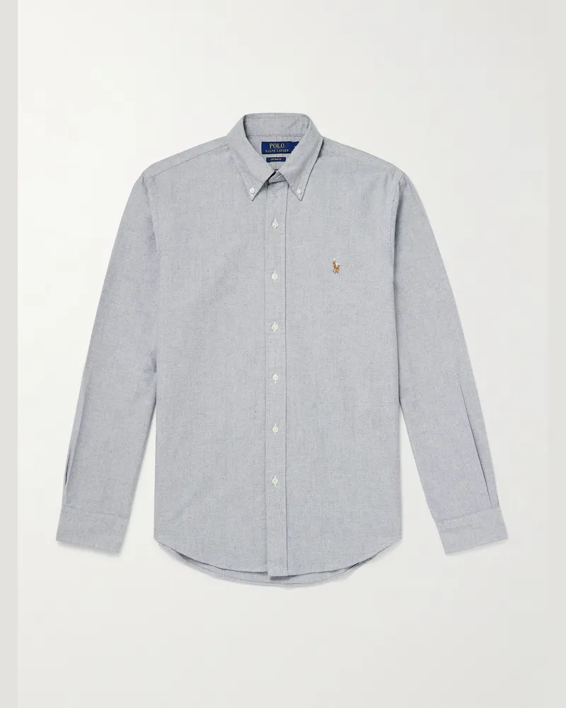 Ralph Lauren Hemd aus Baumwoll-Oxford mit Button-Down-Kragen und Logostickerei Grau