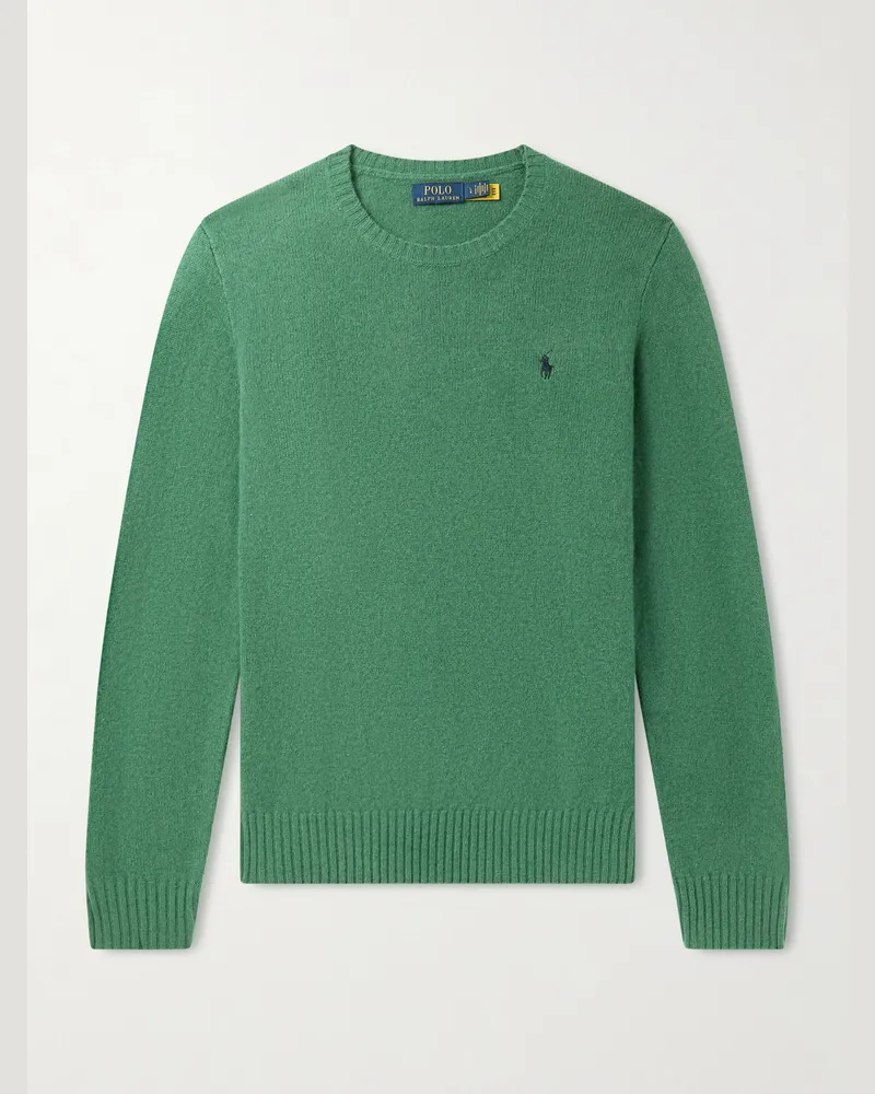 Ralph Lauren Logo-Embroidered Wool and Cashmere-Blend Sweater Green