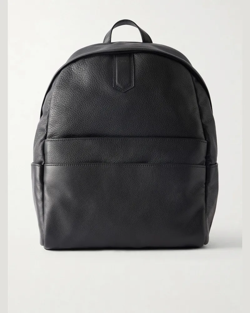 Canali Full-Grain Leather Tote Bag Black