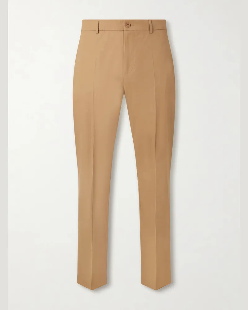 Moncler Straight-Leg Cotton-Blend Trousers Neutrals