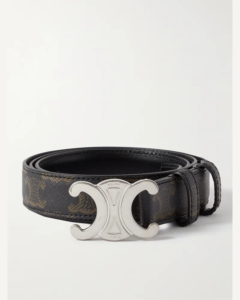 Celine Triomphe Ledergürtel, 2,5 cm Schwarz