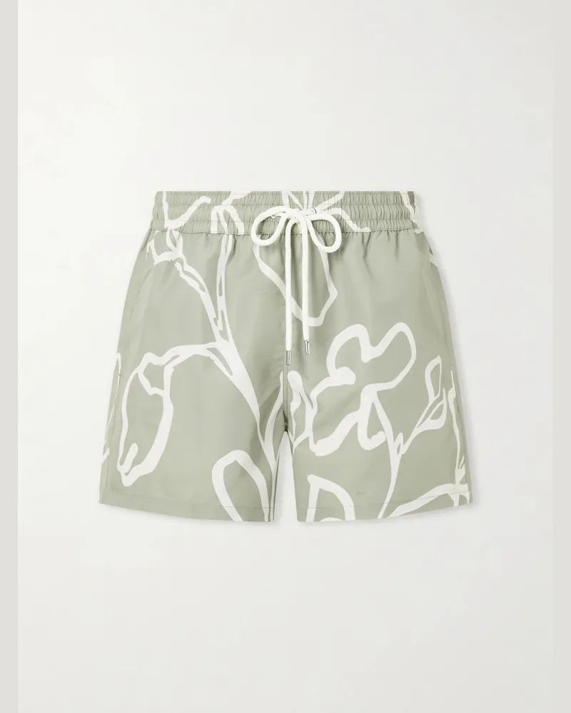Frescobol Carioca Straight-Leg Printed Recycled Swim Shorts Green