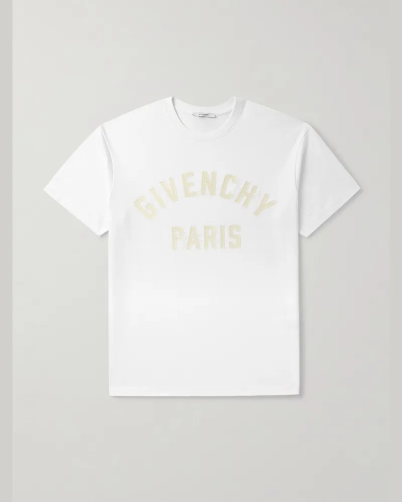 Givenchy T-Shirt aus Baumwoll-Jersey mit Logoapplikation Weiß