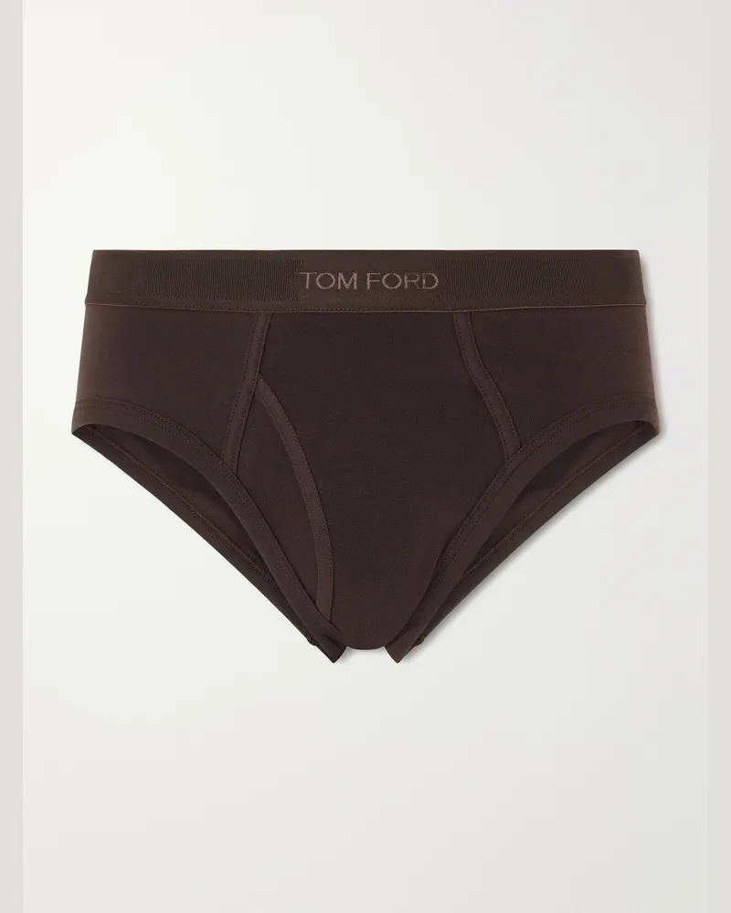 Tom Ford Stretch-Cotton Briefs Brown