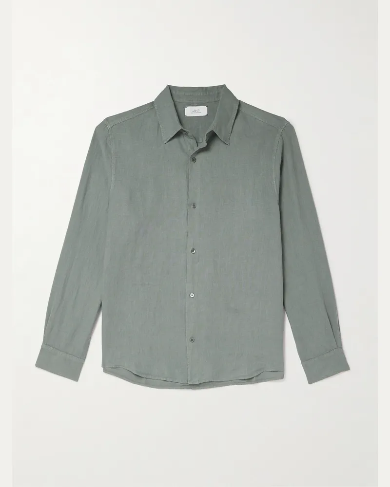 MR P. Hemd aus Leinen in Stückfärbung Grün