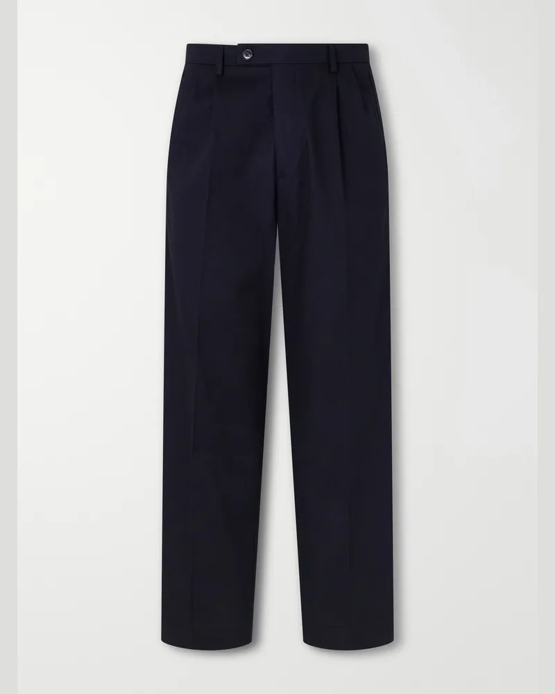 NN 07 Robin 10076 Straight-Leg Organic Stretch-Cotton Dobby Trousers Blue