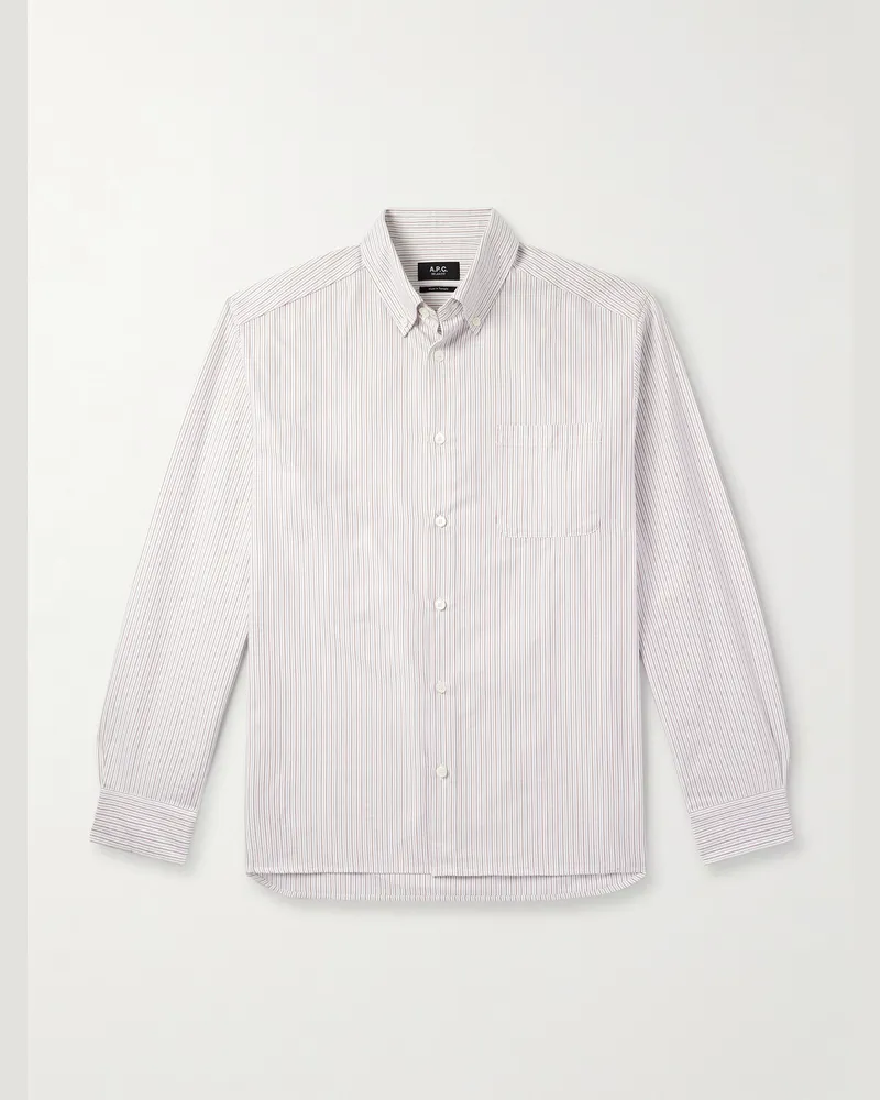 A.P.C. Mateo Hemd aus Biobaumwolle mit Nadelstreifen und Button-Down-Kragen Rot