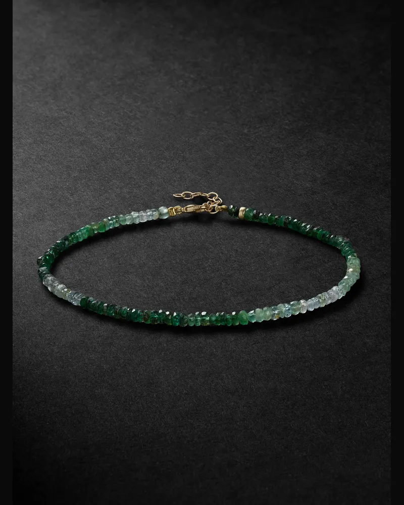 JIA JIA Gold Emerald Beaded Bracelet Green