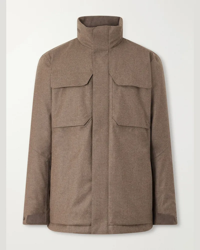 SEASE Padded Wool and Cashmere-Blend Jacket Brown