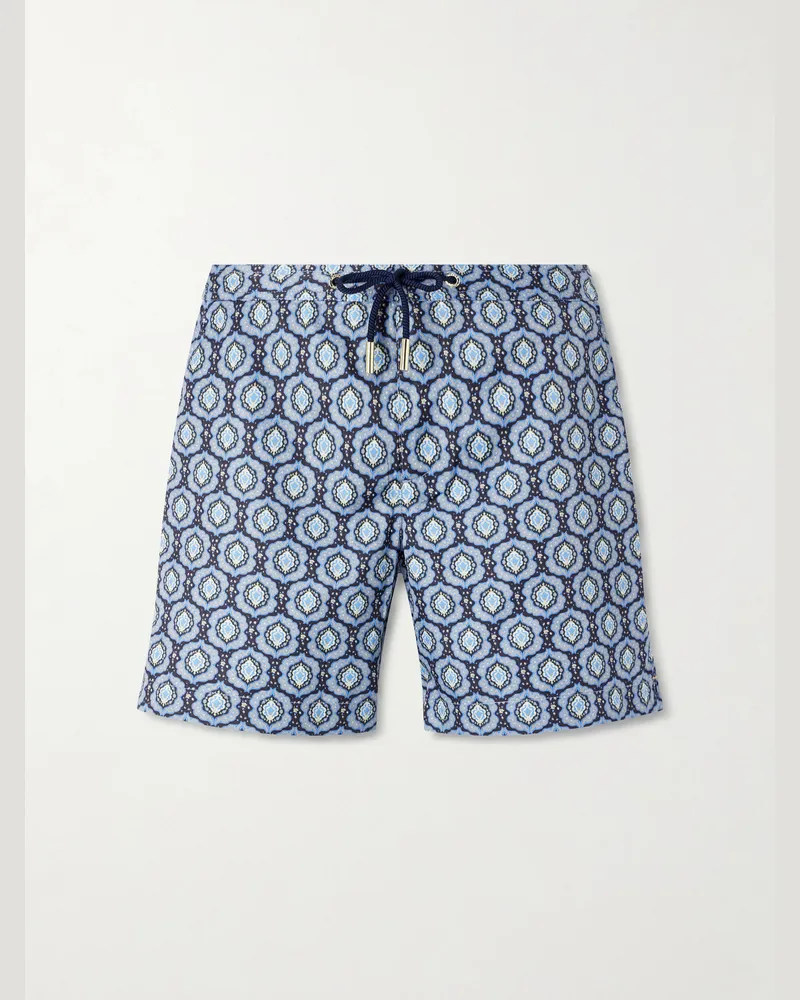 Orlebar Brown Bulldog Passetto Straight-Leg Mid-Length Printed Swim Shorts Blue
