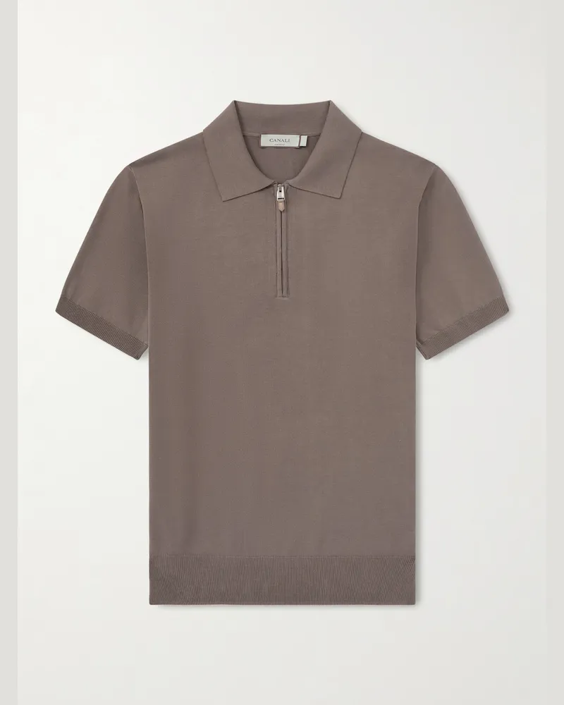 Canali Polohemd aus Baumwoll-Jersey Braun