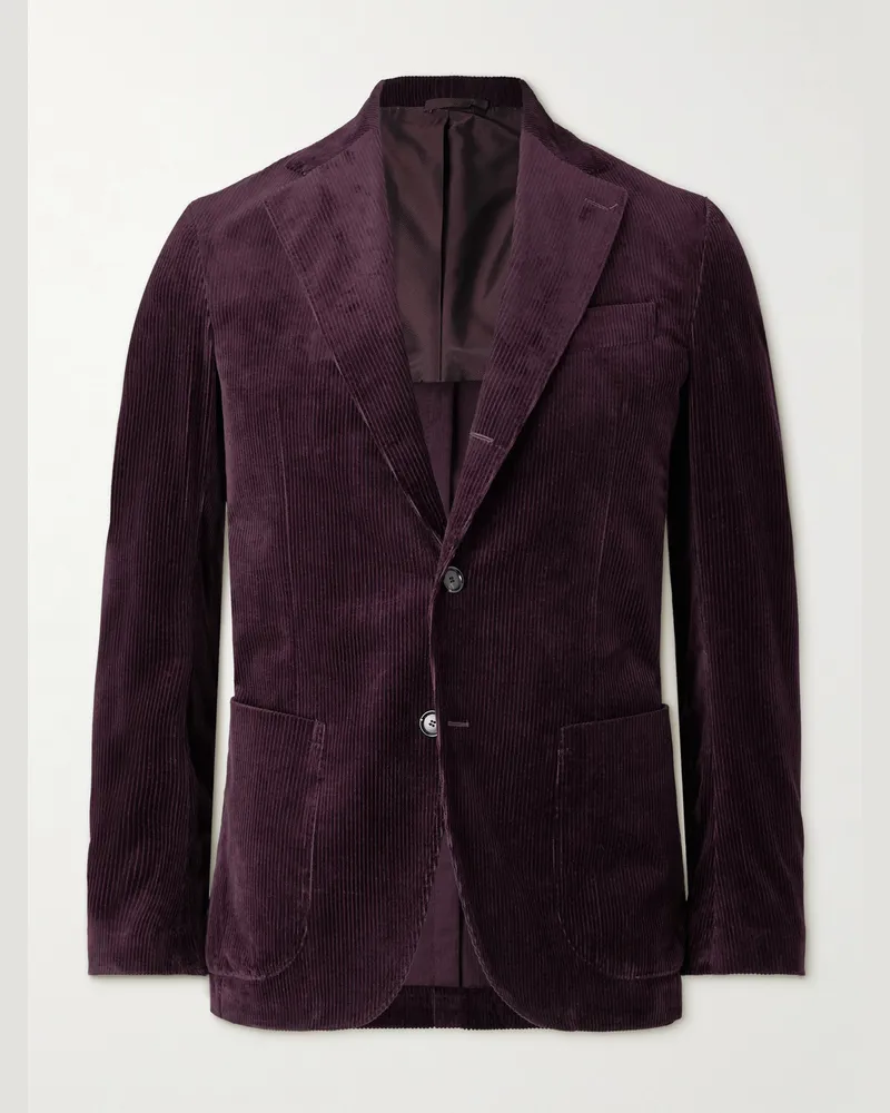 De Petrillo Posillipo Slim-Fit Cotton-Blend Corduroy Suit Jacket Burgundy