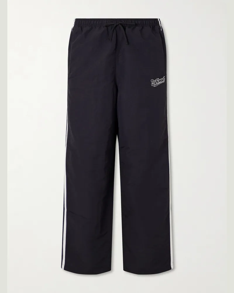 Aimé Leon Dore Straight-Leg Logo-Embroidered Striped Shell Sweatpants Black