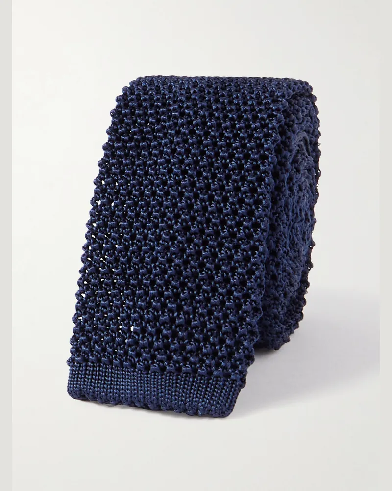 Charvet Krawatte aus Seidenstrick, 5 cm Blau