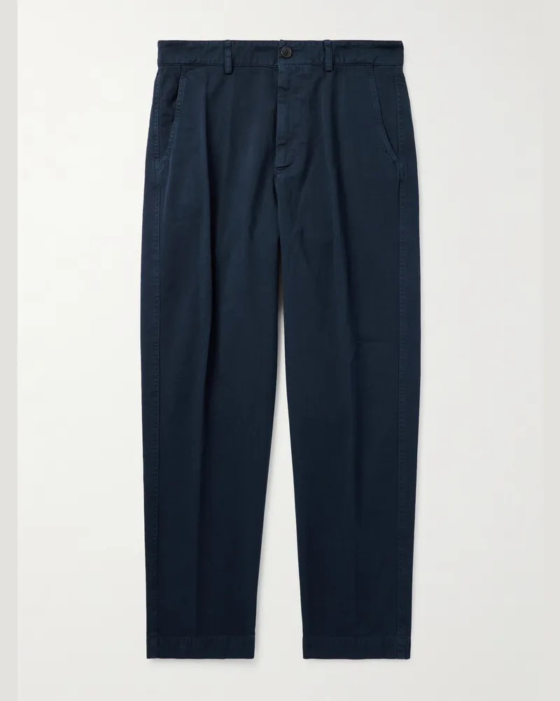 Dries van Noten Slim-Fit Cropped Cotton-Jersey Trousers Blue