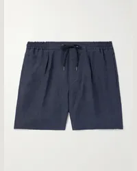 Ralph Lauren Dorset gerade geschnittene Shorts aus einer Seiden-Leinenmischung mit Kordelzugbund Blau