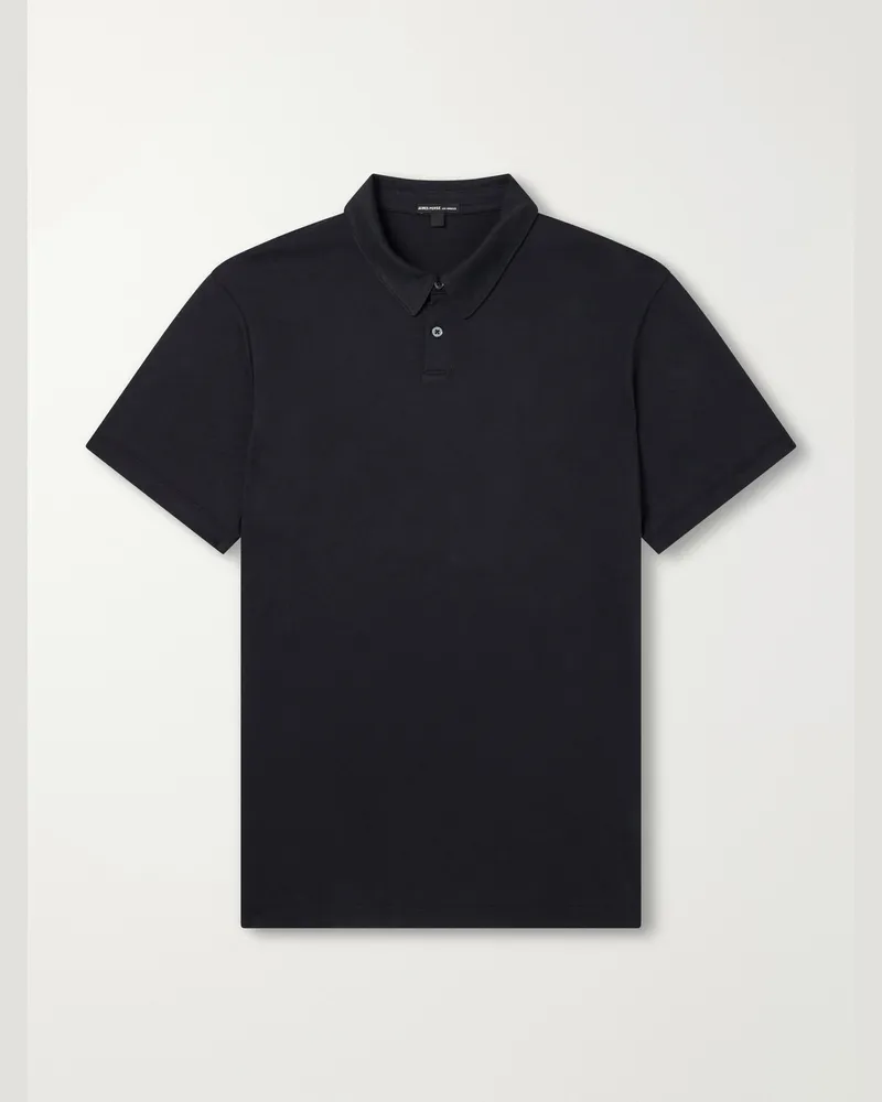 James Perse Lotus Cotton-Jersey Polo Shirt Black