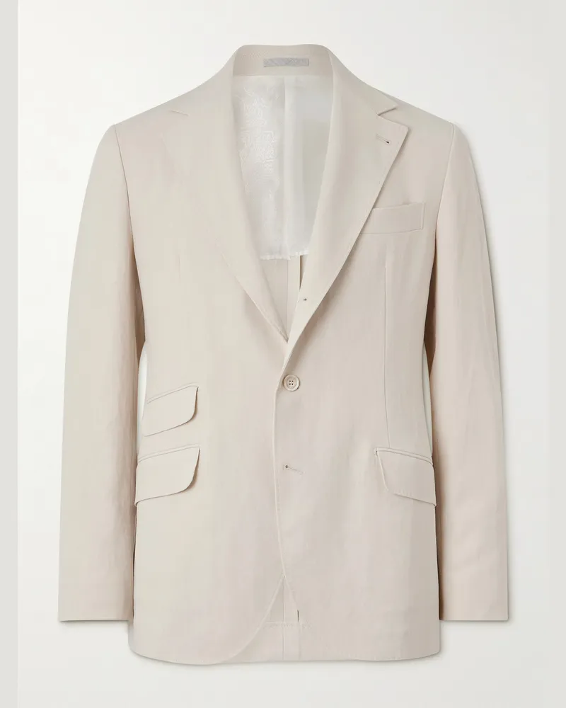 Brunello Cucinelli Sakko aus Leinen Neutral