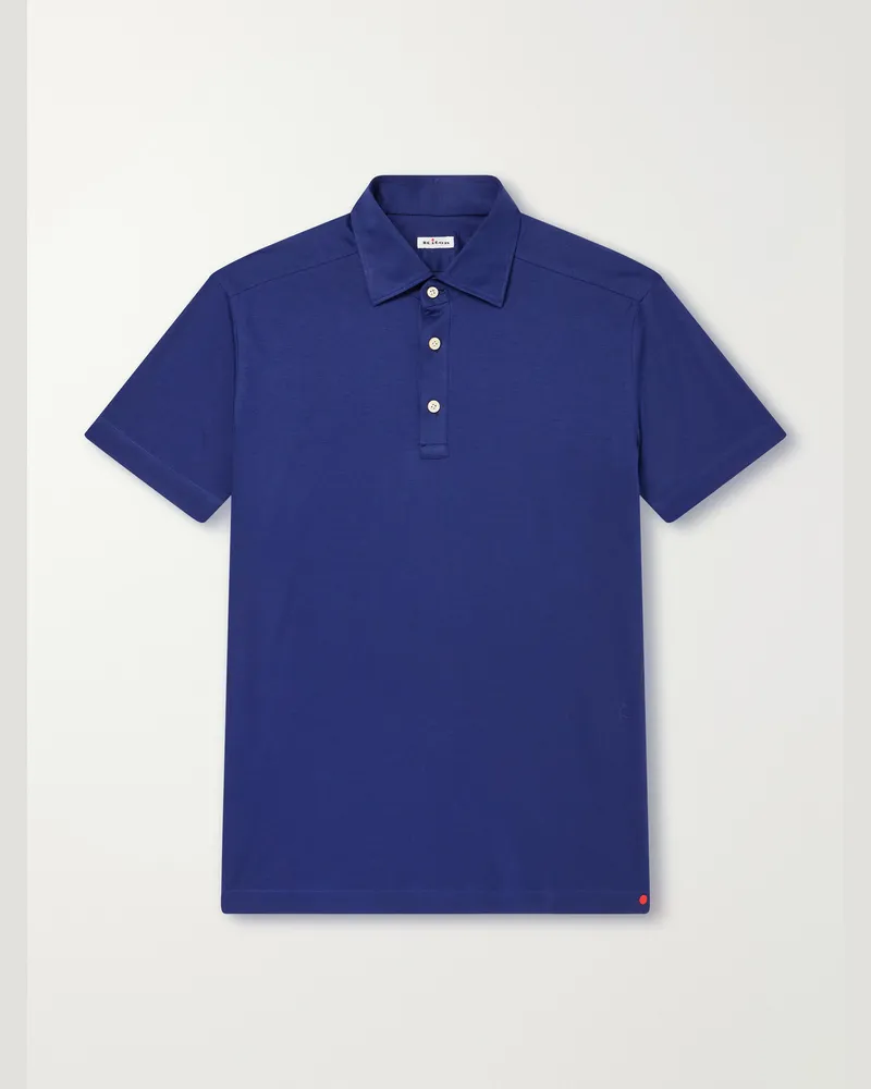 Kiton Cotton-Jersey Polo Shirt Blue