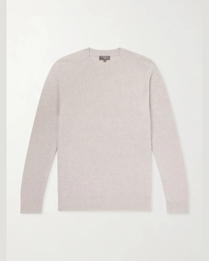 N.Peal English Rib Cashmere Sweater Gray