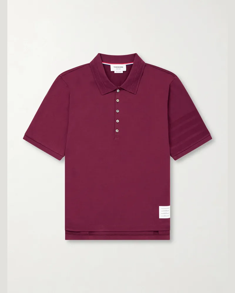 Thom Browne Cotton-Jersey Polo Shirt Burgundy