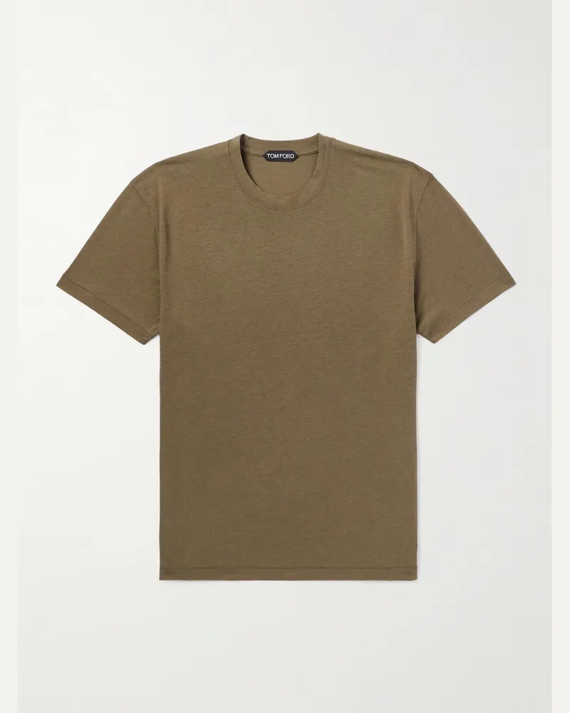 Tom Ford T-Shirt aus Jersey aus einer Lyocell-Baumwollmischung Grün