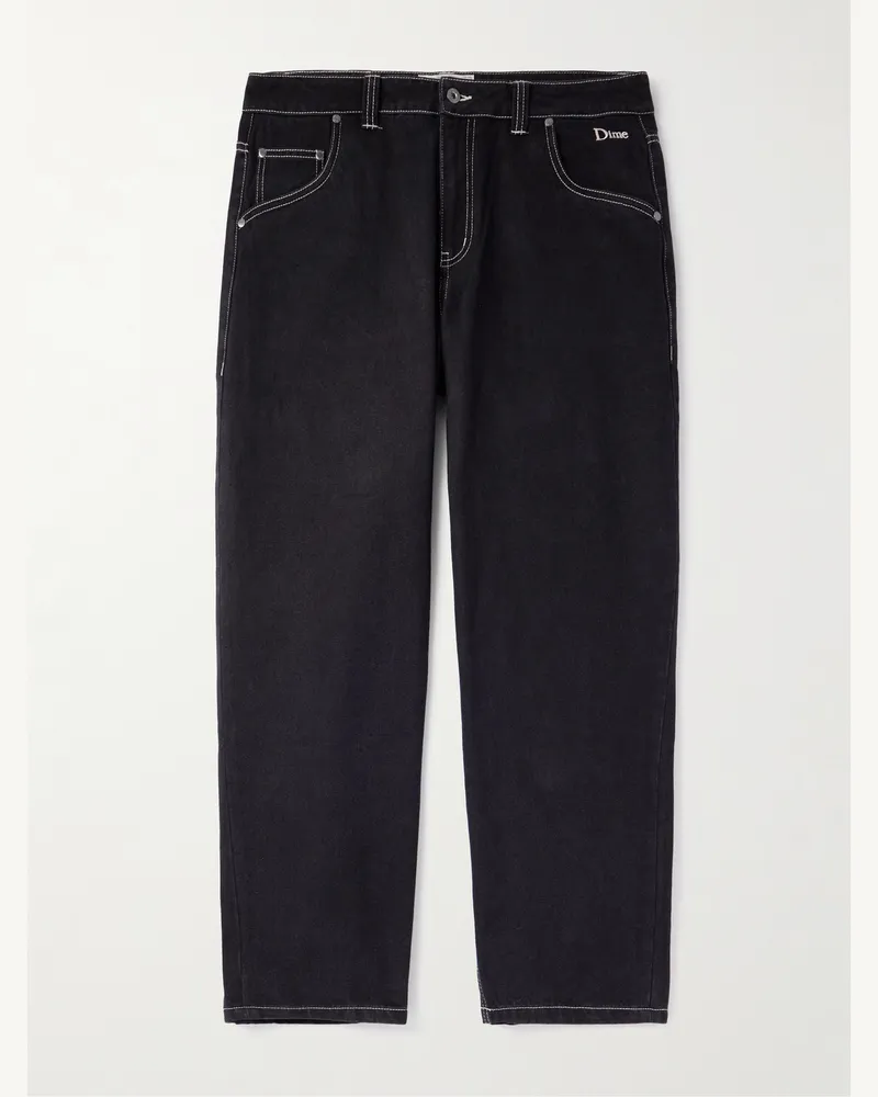 Dime Gerade geschnittene Jeans mit Logostickerei Schwarz