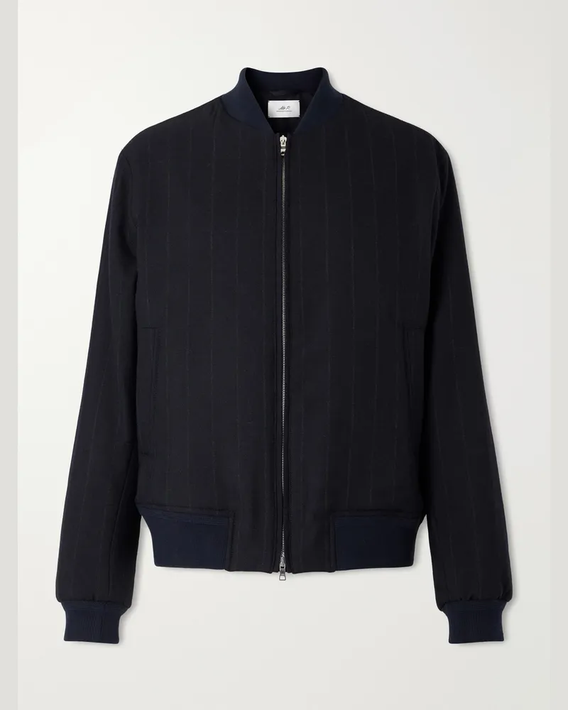 MR P. Striped Wool-Twill Bomber Jacket Blue