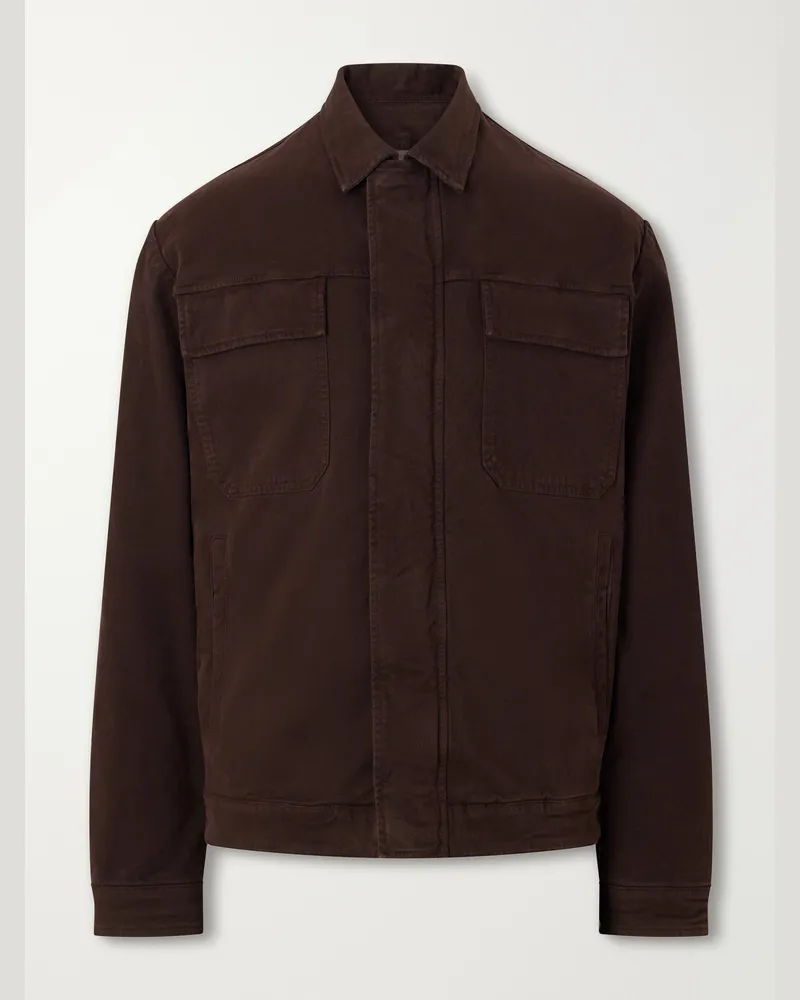 Altea Godfrey Padded Garment-Dyed Stretch-Cotton Twill Overshirt Brown