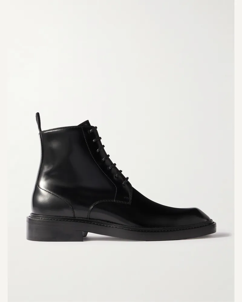 Saint Laurent Ian Schnürstiefel aus Glanzleder Schwarz