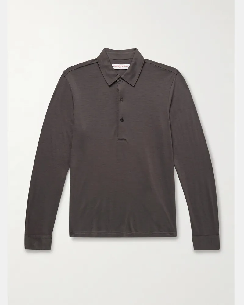 Orlebar Brown Sebastian Slim-Fit Merino Wool Polo Shirt Brown