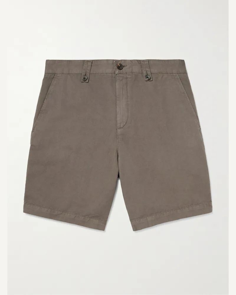MR P. Wide-Leg Organic Cotton and Linen-Blend Bermuda Shorts Brown