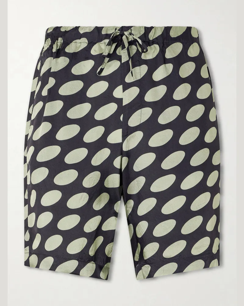 Dries van Noten Straight-Leg Printed Twill Shorts Black