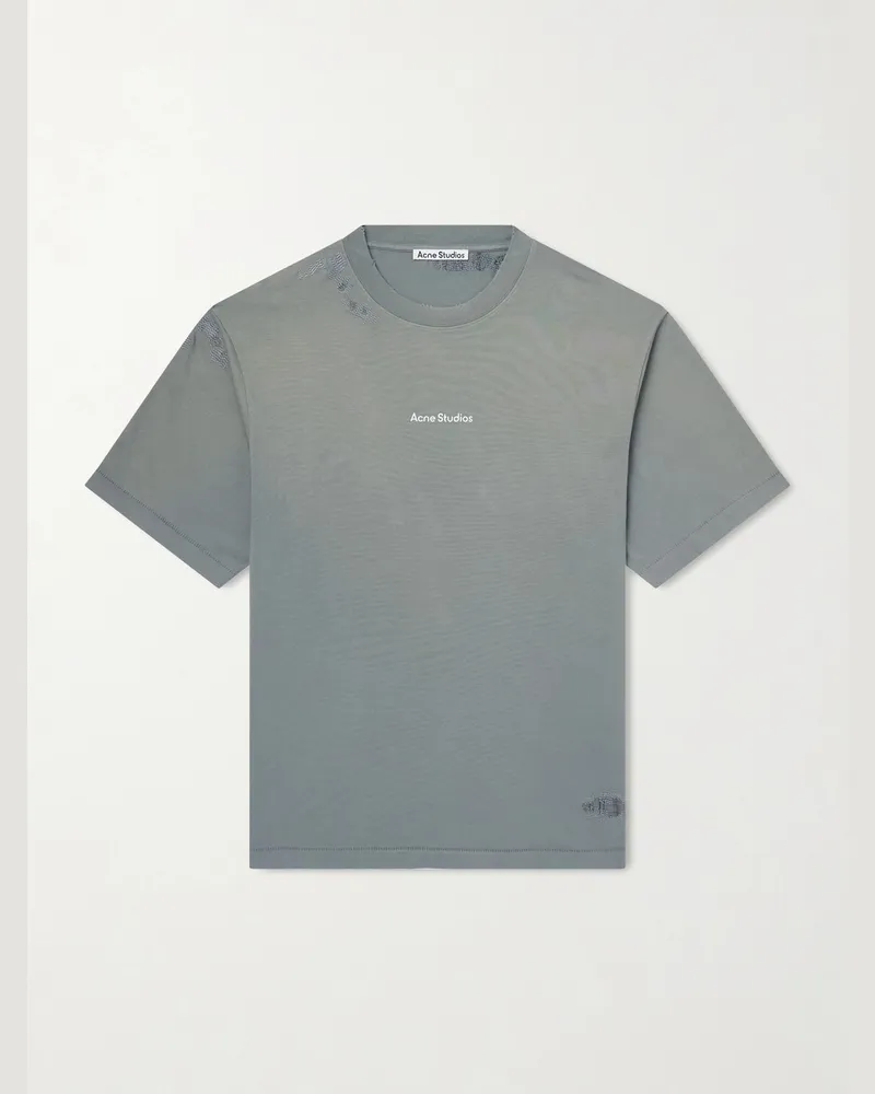 Acne Studios Logo-Print Cotton-Jersey T-Shirt Gray