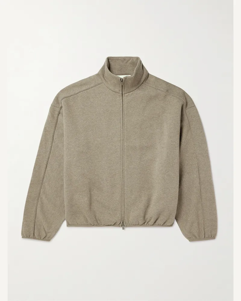 Fear of God Oversized-Sweatshirt-Jacke aus Jersey aus einer Baumwollmischung mit Logoapplikation und Reißverschluss Braun