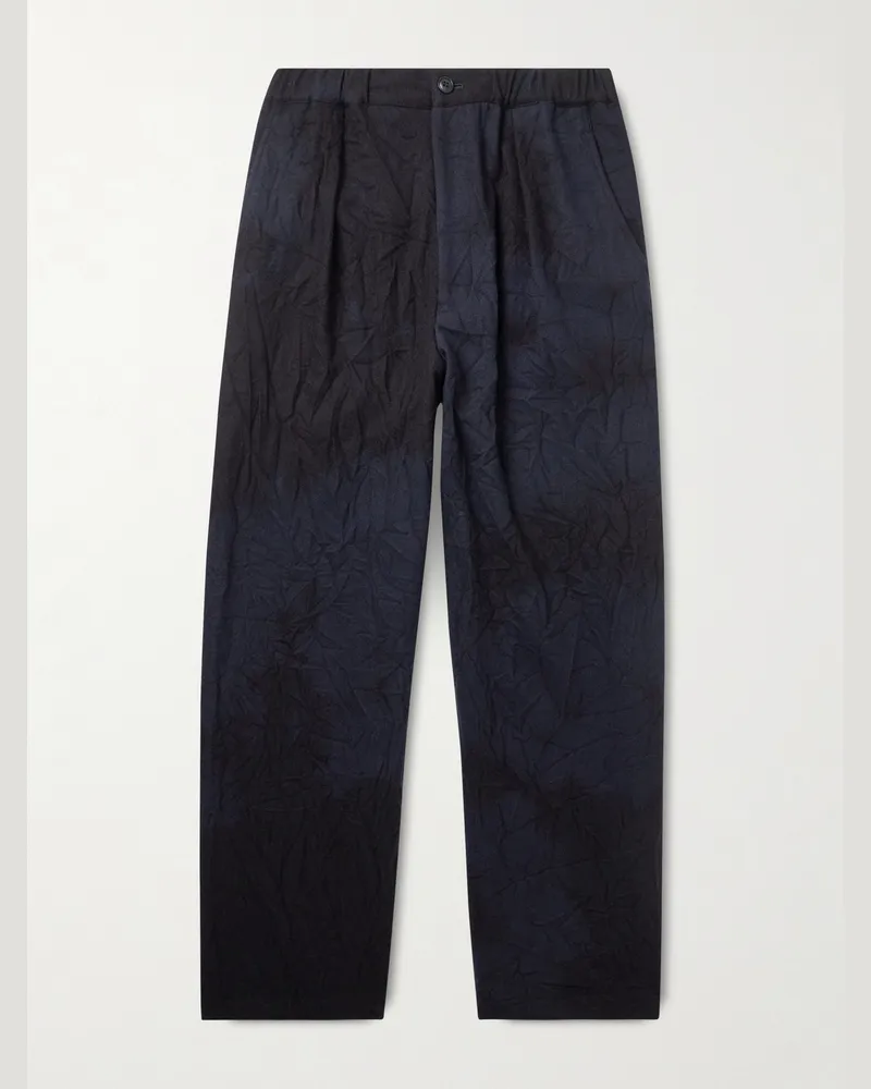 Blue Blue Japan Gerade geschnittene Hose aus einer Wollmischung Blau